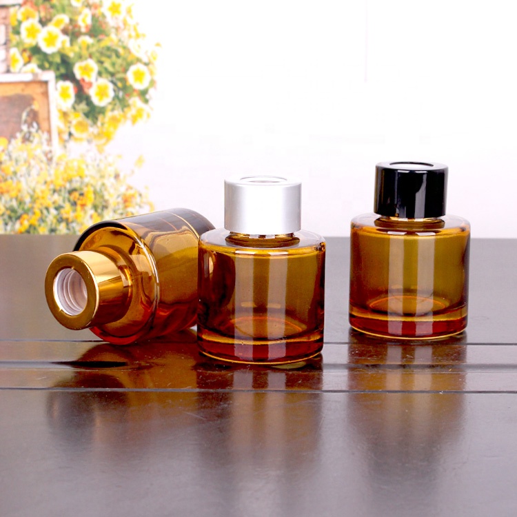 4oz 50ml 120ml 200ml amber round glass reed diffuser bottles for aroma perfume on sale