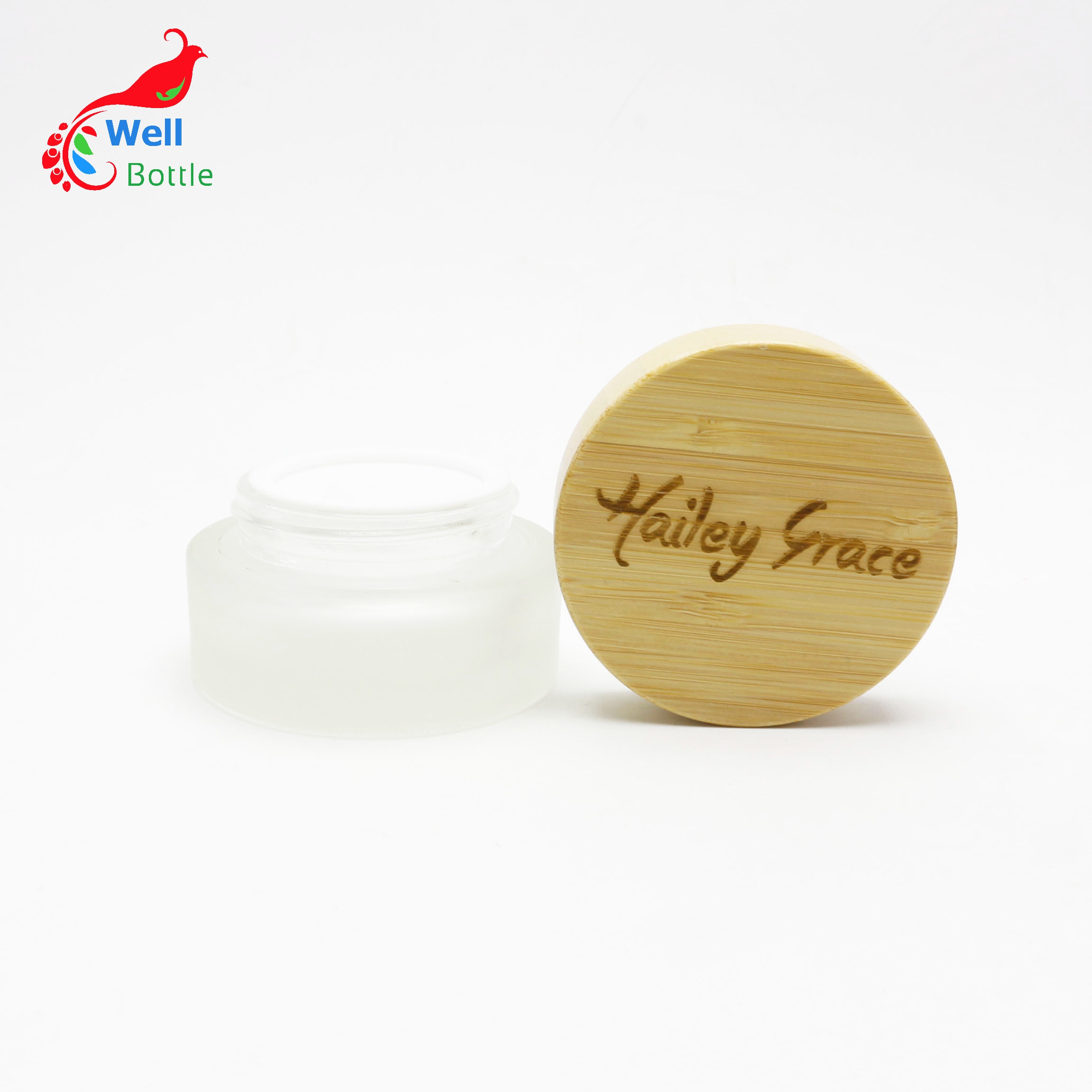4oz 5ml 10ml 15ml 30ml 50ml 100ml 120ml eco friendly bamboo cosmetic packaging glass bottle face cream jar with bamboo lid A888