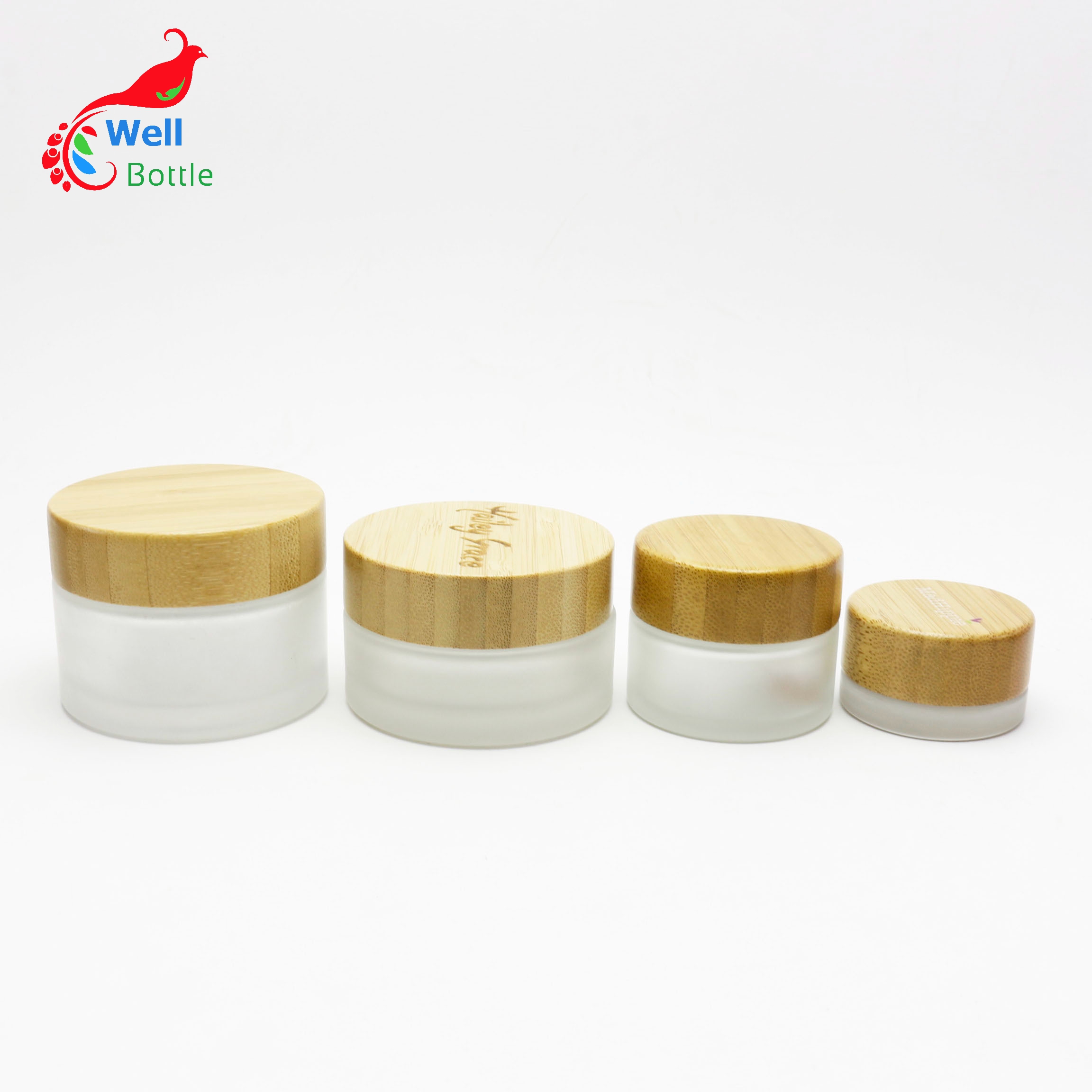 4oz 5ml 10ml 15ml 30ml 50ml 100ml 120ml eco friendly bamboo cosmetic packaging glass bottle face cream jar with bamboo lid A888