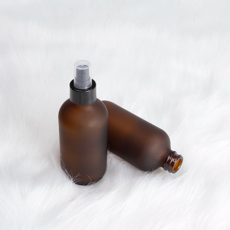 4oz 6oz 8oz 12oz Amber Frosted Round Bottles Empty Glass Bottle Spray Atomizer for Essential Oils Aromatherapy Cosmetic