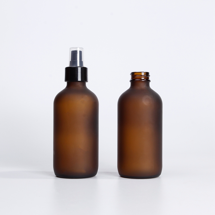 4oz 6oz 8oz 12oz Amber Frosted Round Bottles Empty Glass Bottle Spray Atomizer for Essential Oils Aromatherapy Cosmetic