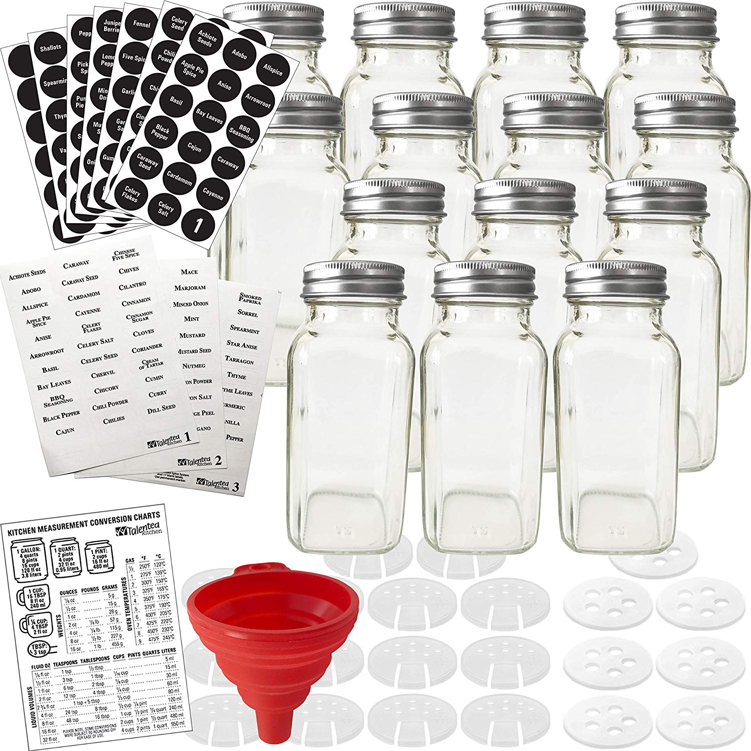 4oz 6oz square glass jar set with screw lids and chalkboard labels