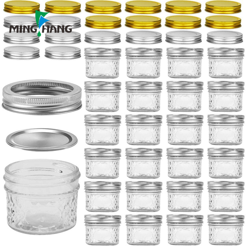 4oz 8ounce Wide Mouth Empty Clear Glass Mason Jars With Airtight lids and Bands For Canning