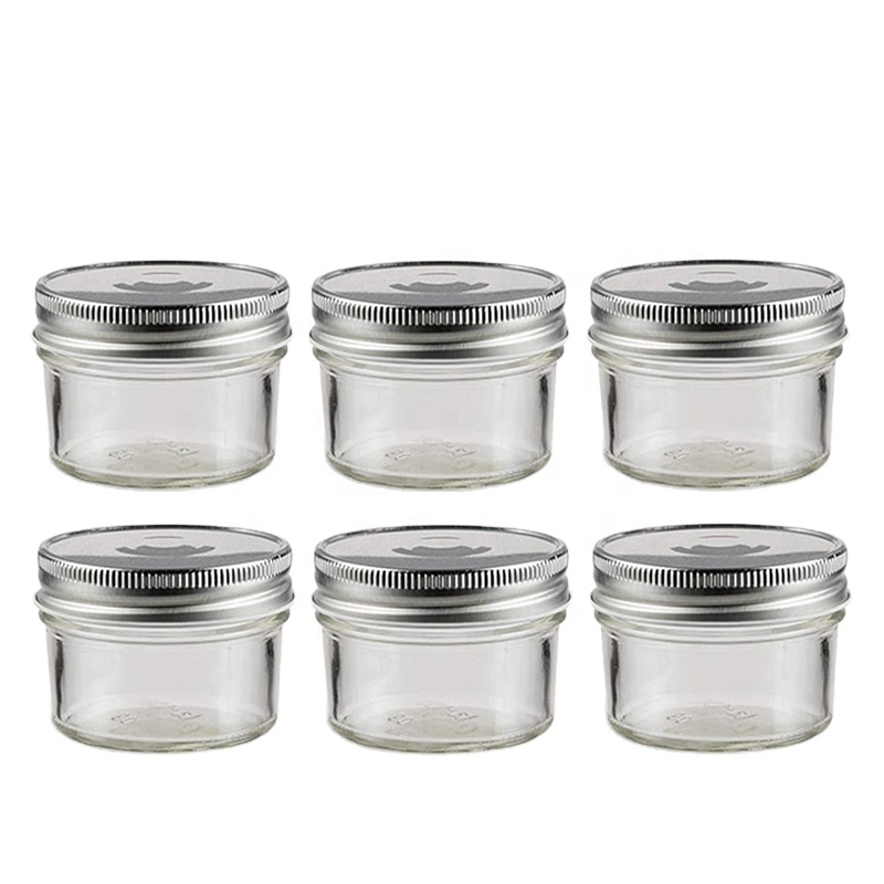 4oz 8ounce Wide Mouth Empty Clear Glass Mason Jars With Airtight lids and Bands For Canning