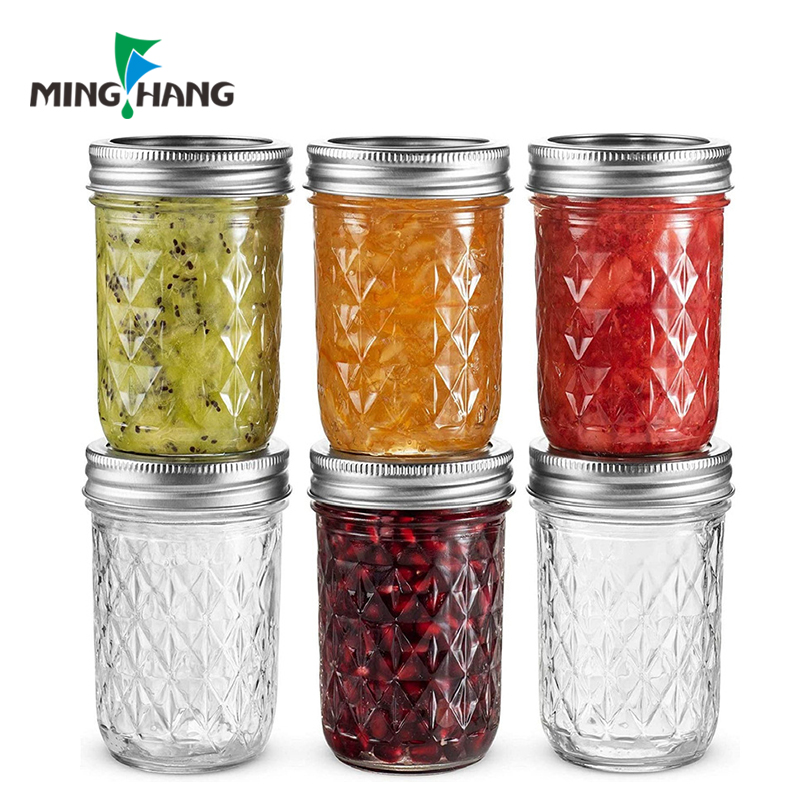 4oz 8ounce Wide Mouth Empty Clear Glass Mason Jars With Airtight lids and Bands For Canning