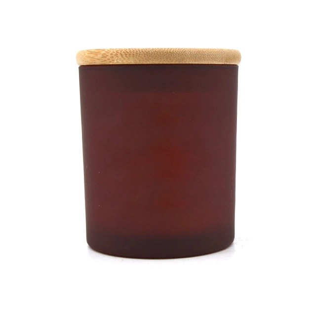 4oz 8oz 10oz 14oz white black frosted Glass candle Jars With wooden lid for scented candle