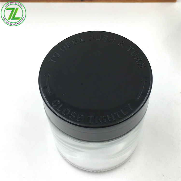 4oz 8oz 120ml 240ml Glass Child Proof Jar Straight Sided Glass Weeds Jar With Child Resistant Lid