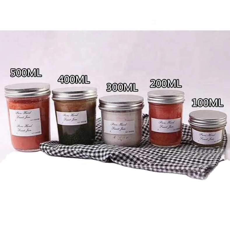 4oz 8oz 12oz 16oz 32oz 100ml 200ml 300ml 400ml 500ml glass mason jar food canning jam jar with metal lid