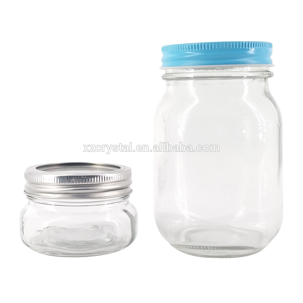 4oz 8oz 12oz 16oz 32oz width mouth glass jelly jar Hermetic jam mason jar with lids and bands