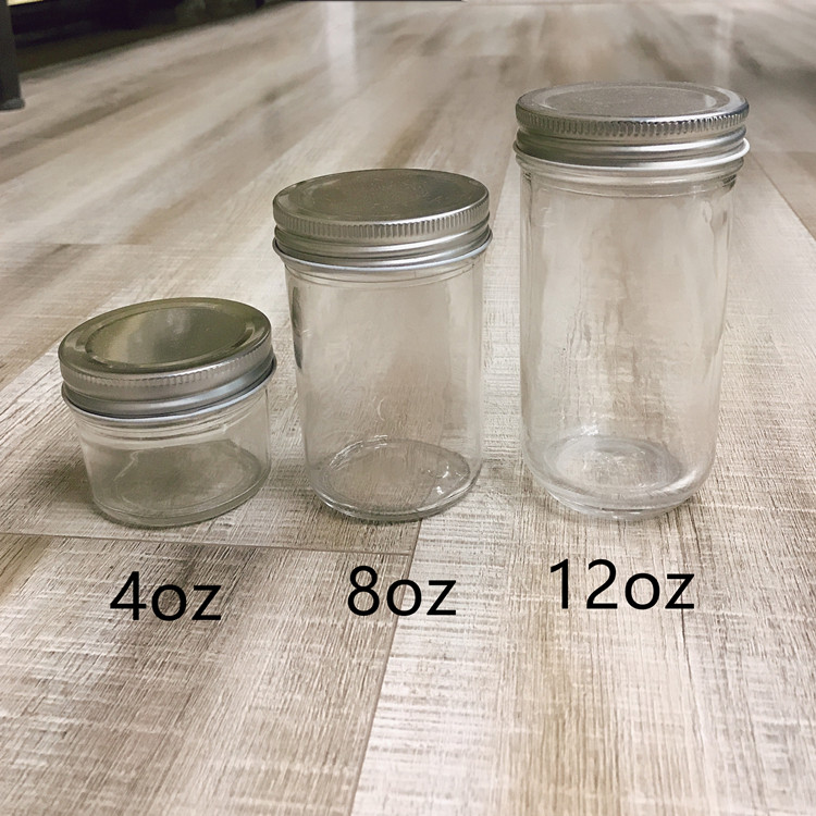 4oz 8oz 12oz wide mouth mason jar, tapered Glass Jar for food canning