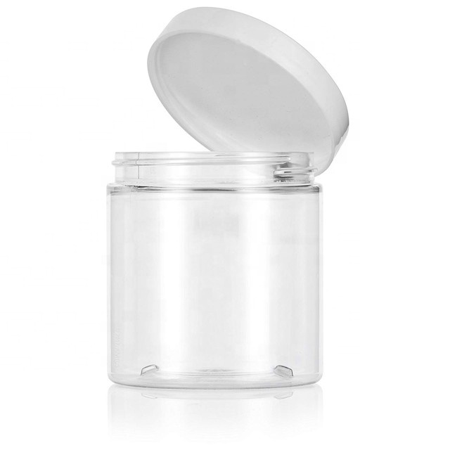 4oz 8oz 160z Food grade Pet Plastic Amber Cream Jars With Ribbed Skirt Lids and Liners