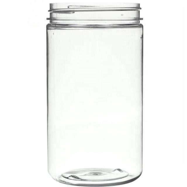 4oz 8oz 160z Food grade Pet Plastic Amber Cream Jars With Ribbed Skirt Lids and Liners