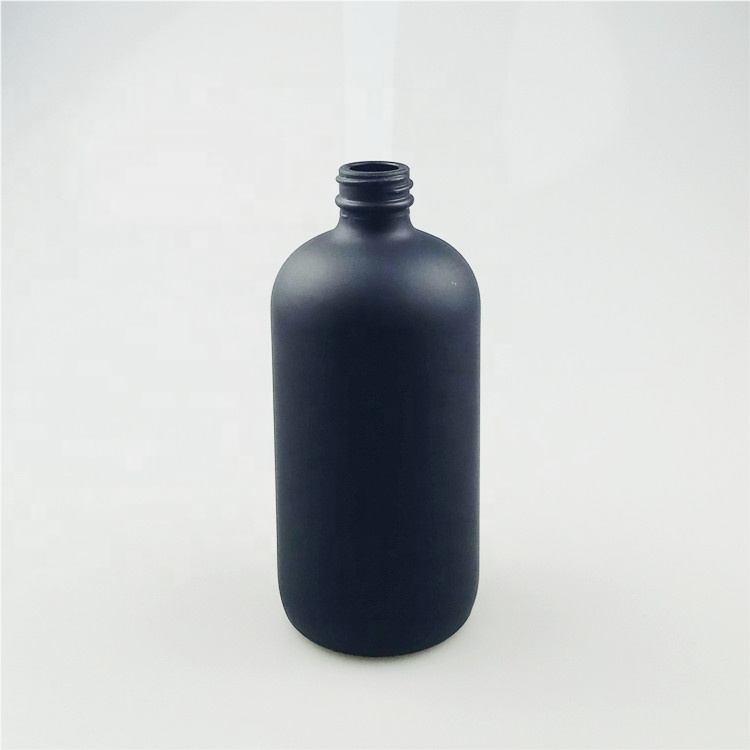 4oz 8oz 16oz 32oz Frosted Matte Black Boston Glass Bottle With Black Screw Cap