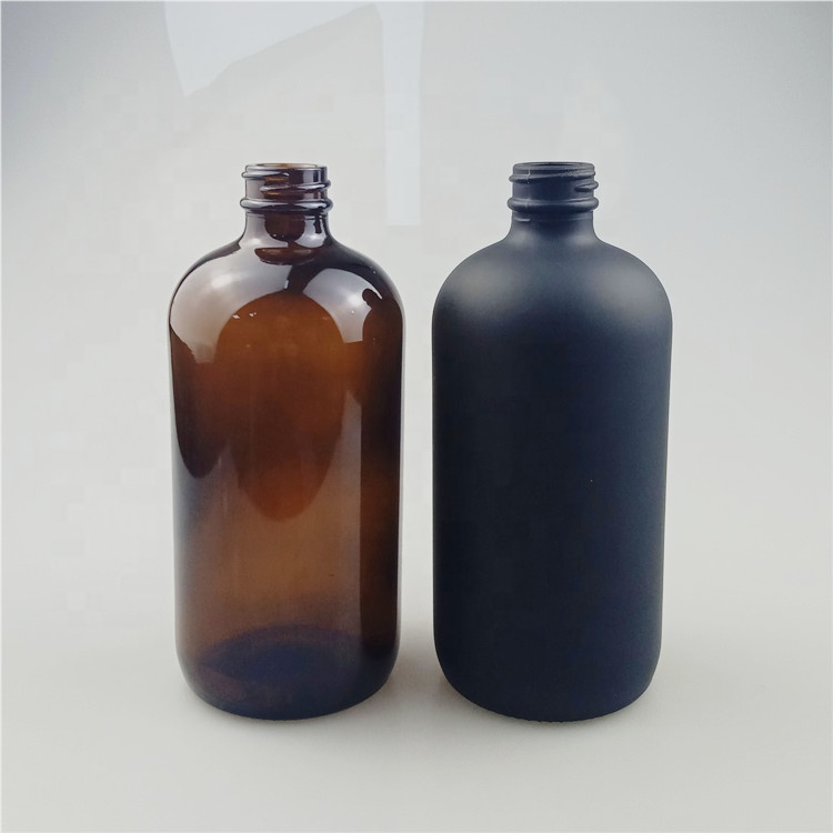 4oz 8oz 16oz 32oz Frosted Matte Black Boston Glass Bottle With Black Screw Cap