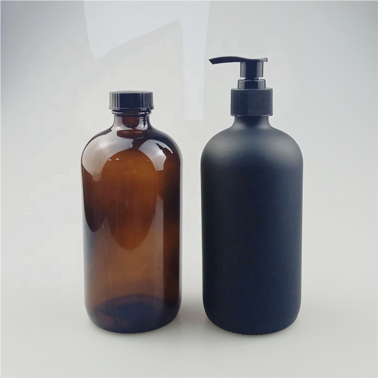 4oz 8oz 16oz 32oz Frosted Matte Black Boston Glass Bottle With Black Screw Cap