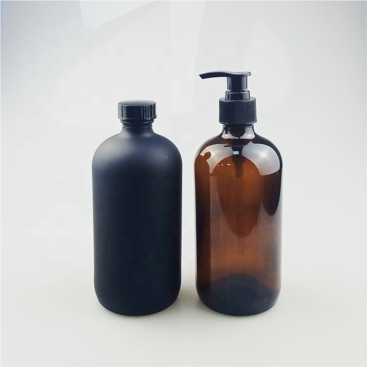 4oz 8oz 16oz 32oz Frosted Matte Black Boston Glass Bottle With Black Screw Cap