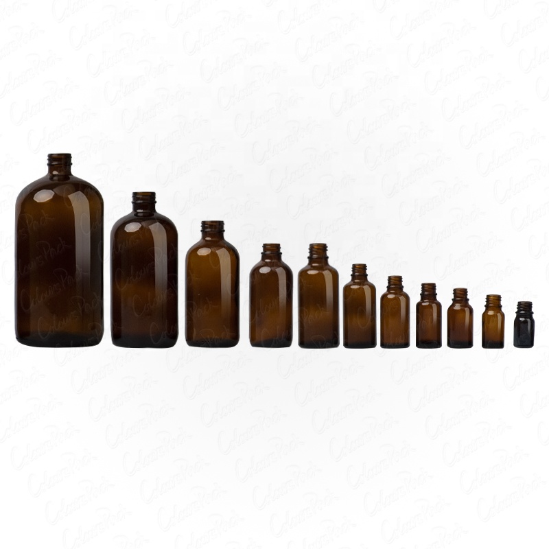 4oz 8oz 16oz 32oz empty green blue clear amber boston round glass bottle