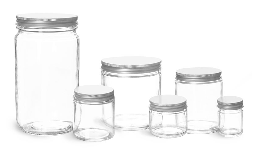 4oz 8oz 16oz Clear Herb Coffee Bean Glass Storage Bottle and Jar with Gold Lid