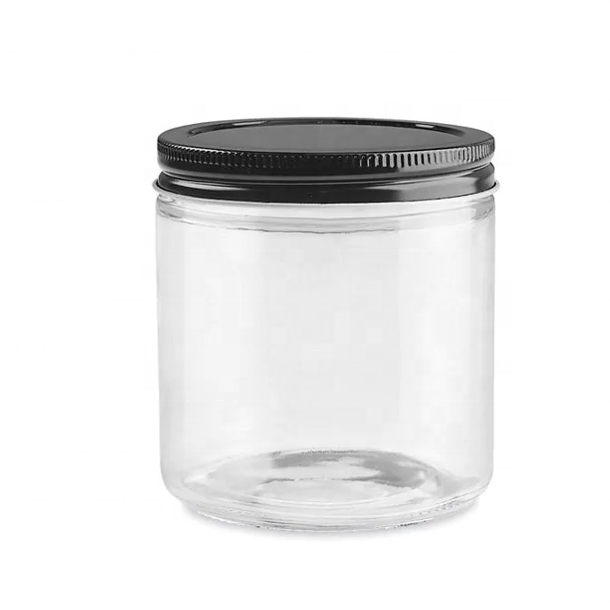 4oz 8oz 16oz Clear Herb Coffee Bean Glass Storage Bottle and Jar with Gold Lid