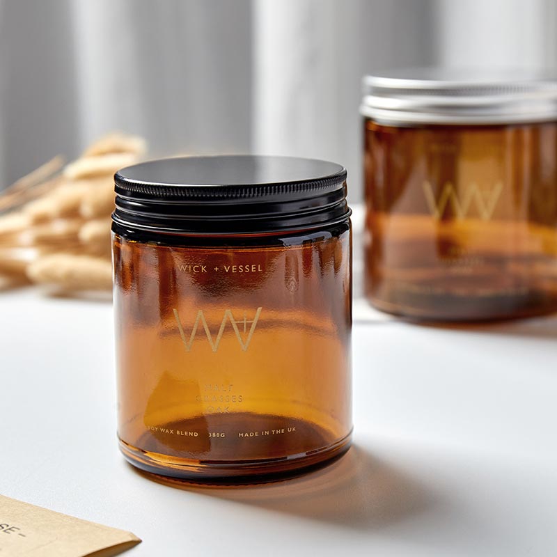 4oz 8oz 16oz Round Empty Amber Straight Sided Glass Jar With Silver Golden Screw Metal Cap