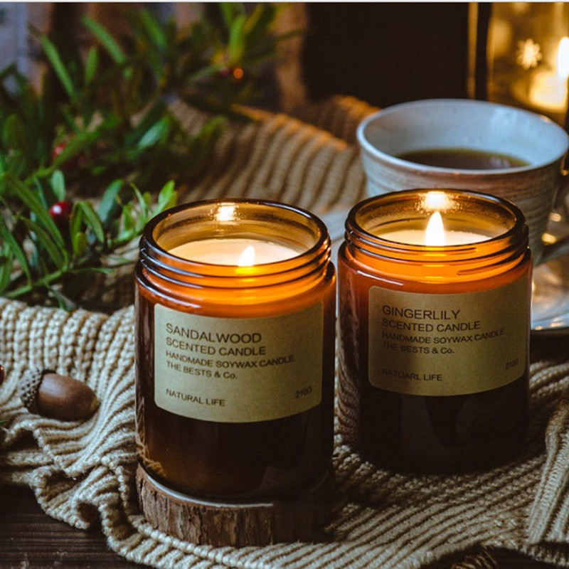 4oz 8oz Wholesale Amber Candle Jars With Lids