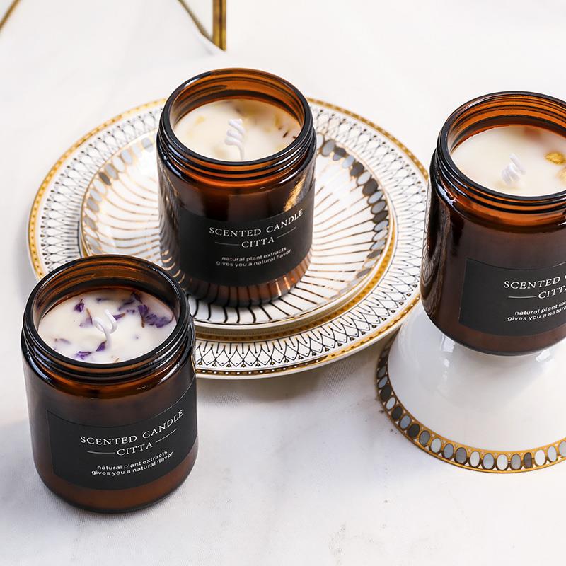 4oz 8oz Wholesale Amber Candle Jars With Lids