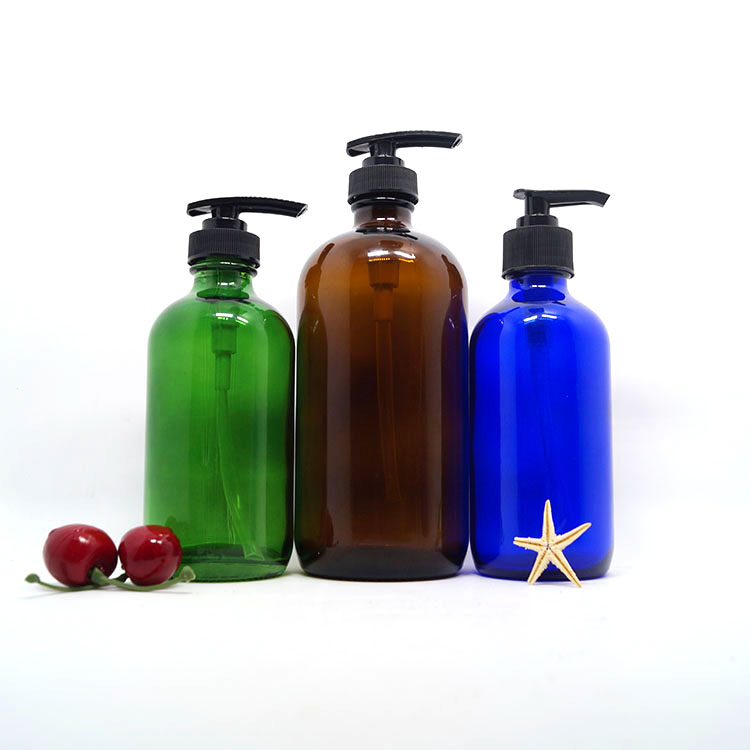 4oz 8oz boston round light purple glass cosmetic lotion shampoo bottle