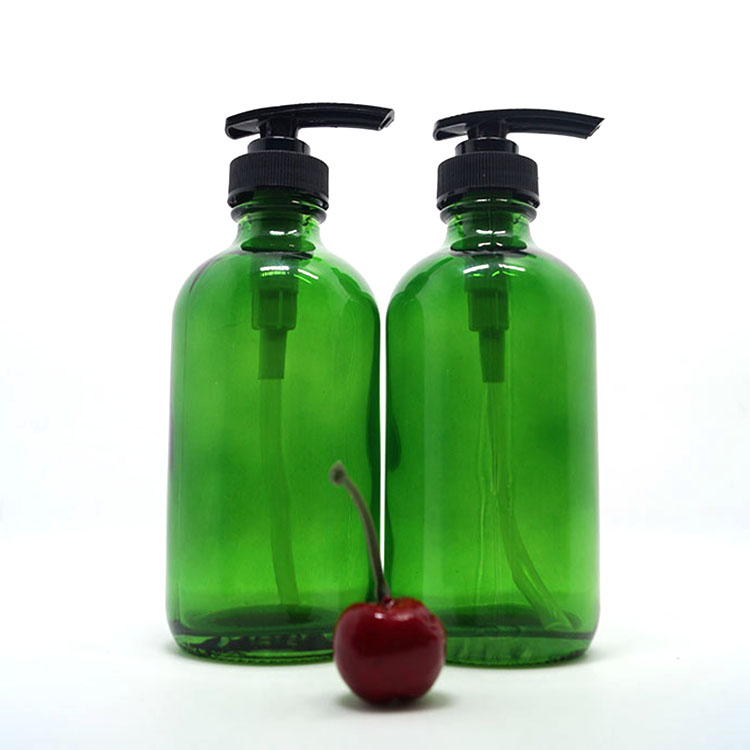 4oz 8oz boston round light purple glass cosmetic lotion shampoo bottle