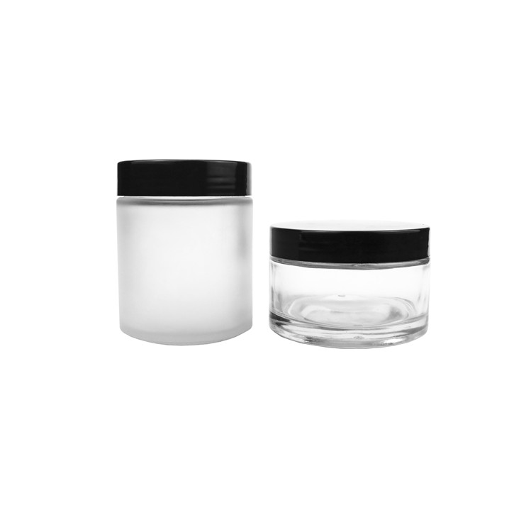 4oz 8oz clear glass  cream jar custom printing silk screen logo and hot stamping logo