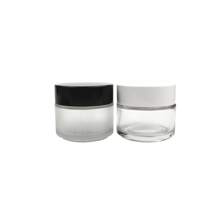 4oz 8oz clear glass cream jar custom printing silk screen logo and hot stamping logo