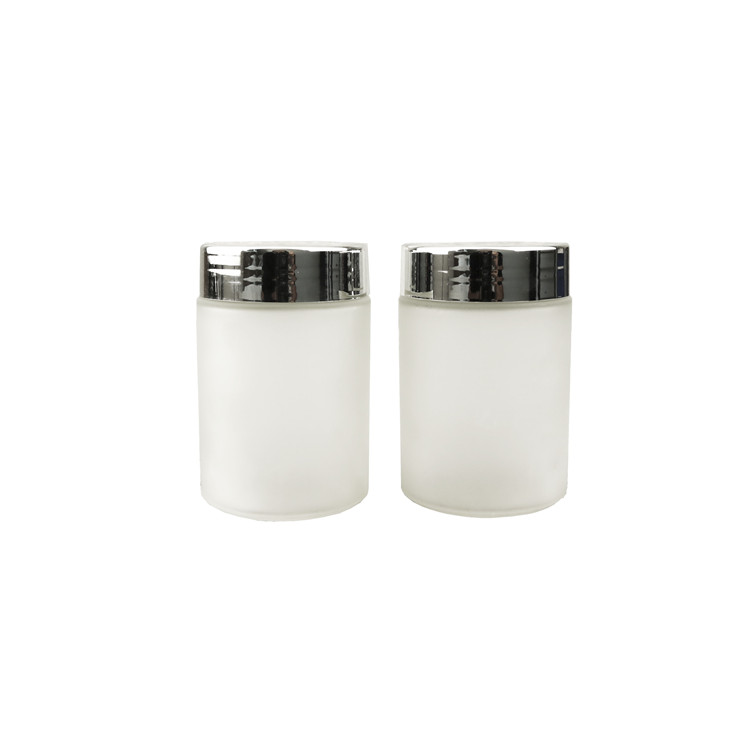 4oz 8oz clear glass cream jar custom printing silk screen logo and hot stamping logo