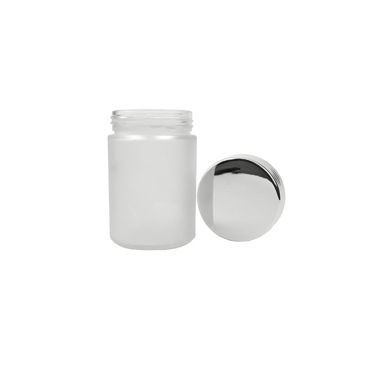 4oz 8oz clear glass cream jar custom printing silk screen logo and hot stamping logo