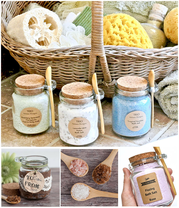 4oz/8oz glass round spice jar with cork and spoon