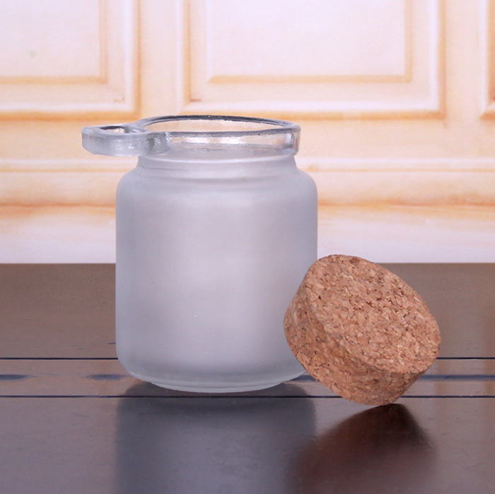 4oz/8oz glass round spice jar with cork and spoon