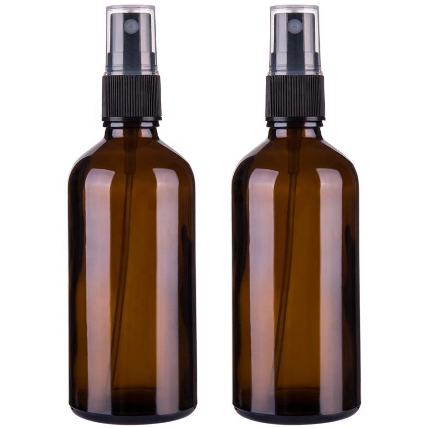 4oz Amber Glass Empty Small Fine Mist Spray Bottle for Essential Oils