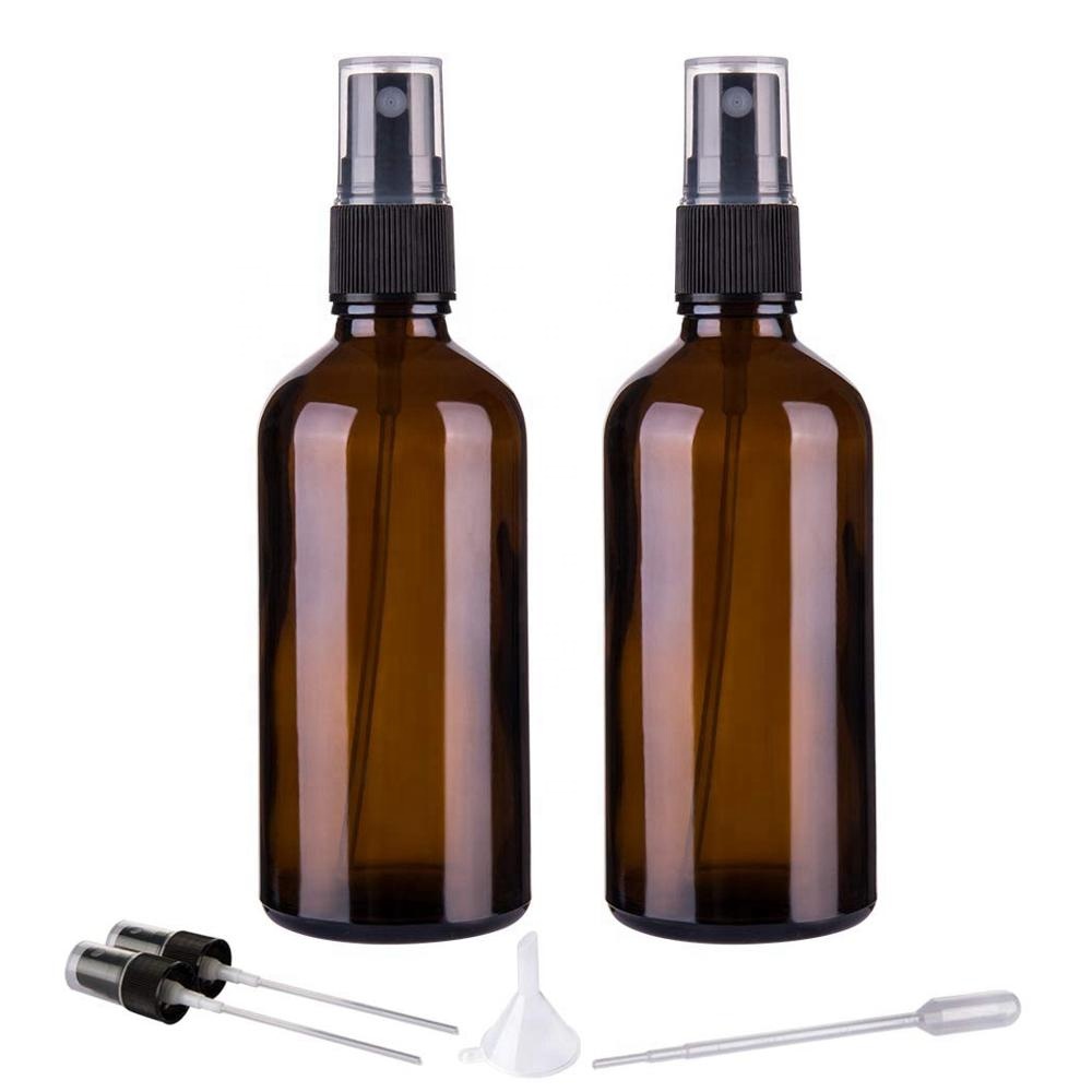 4oz Amber Glass Empty Small Fine Mist Spray Bottle for Essential Oils