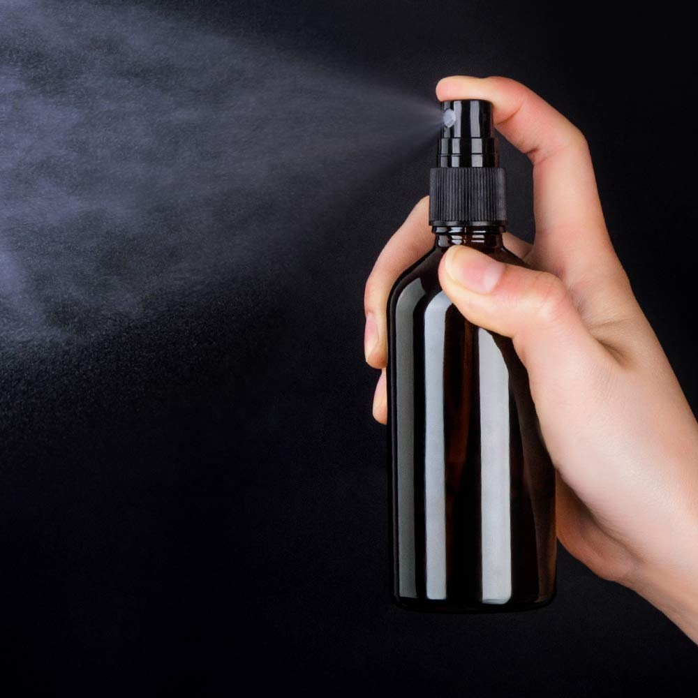 4oz Amber Glass Empty Small Fine Mist Spray Bottle for Essential Oils