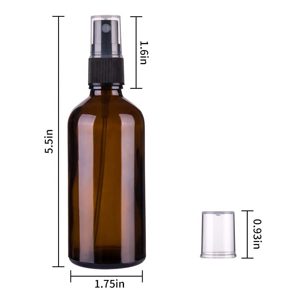 4oz Amber Glass Empty Small Fine Mist Spray Bottle for Essential Oils