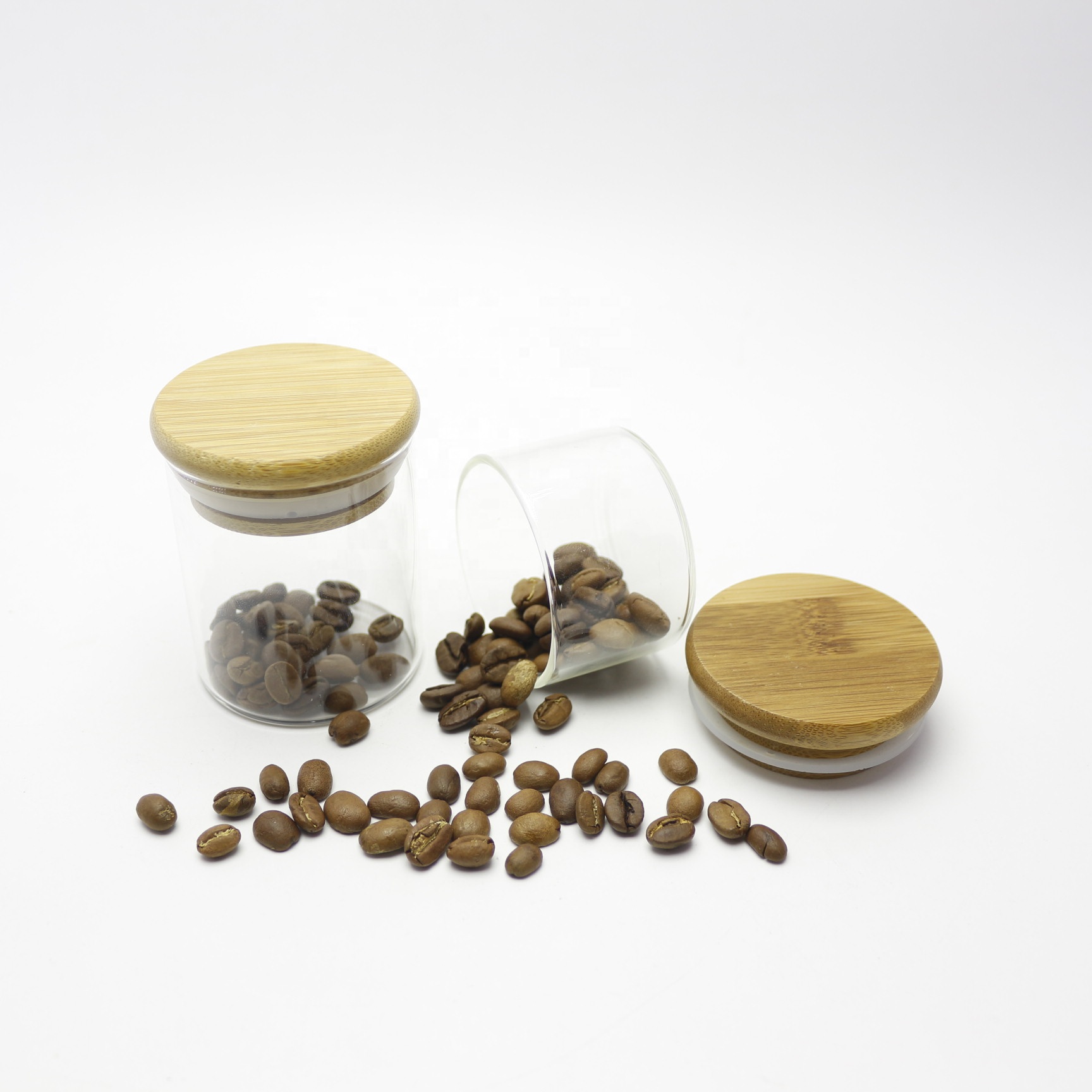 4oz Best cheap mini airtight cylinder food candy 4 oz containers small glass storage jars with wooden top lid GS-09K