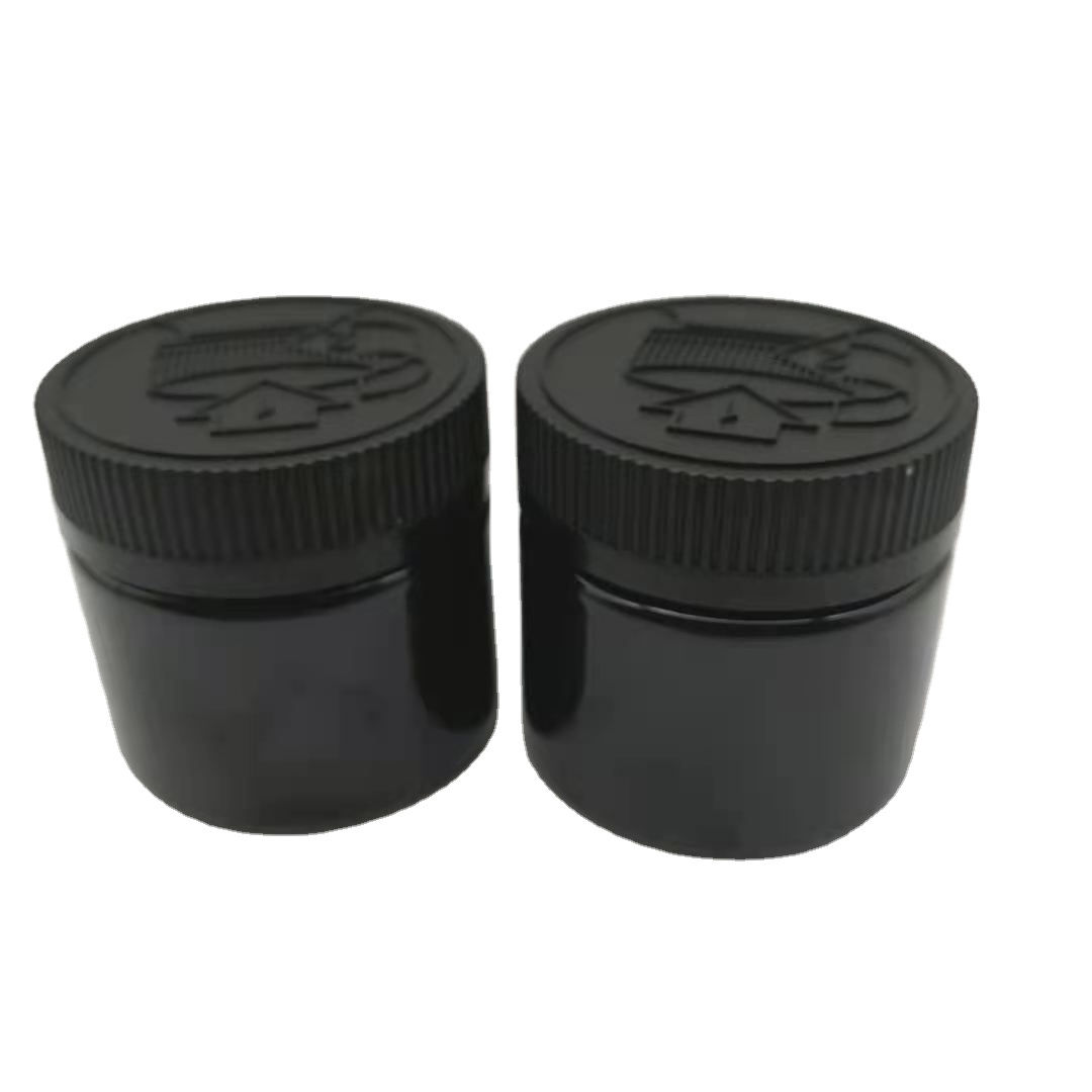 4oz Black HEMP pill oil plastic jar CBD plastic jar with child proof lid for cosmetic packaging or weeds