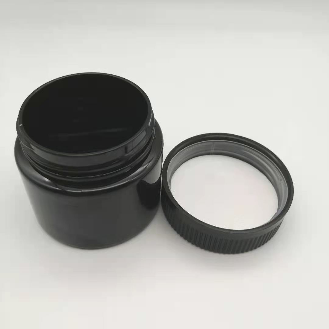 4oz Black HEMP pill oil plastic jar CBD plastic jar with child proof lid for cosmetic packaging or weeds