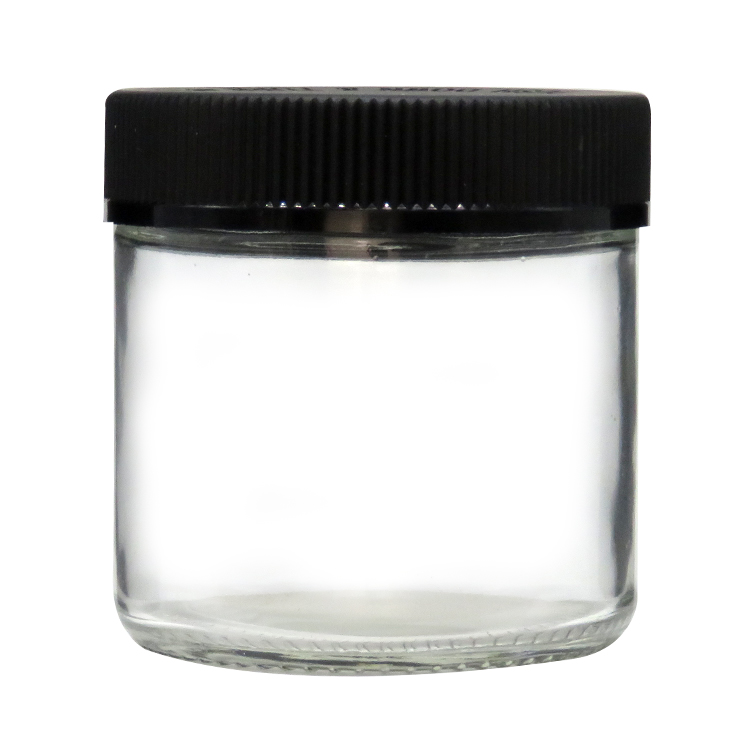 4oz Clear Cosmetic Glass Container for Body Scrubs Body Butters with Black Screw Lid