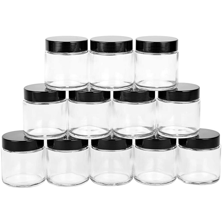 4oz Clear Cosmetic Glass Container for Body Scrubs Body Butters with Black Screw Lid