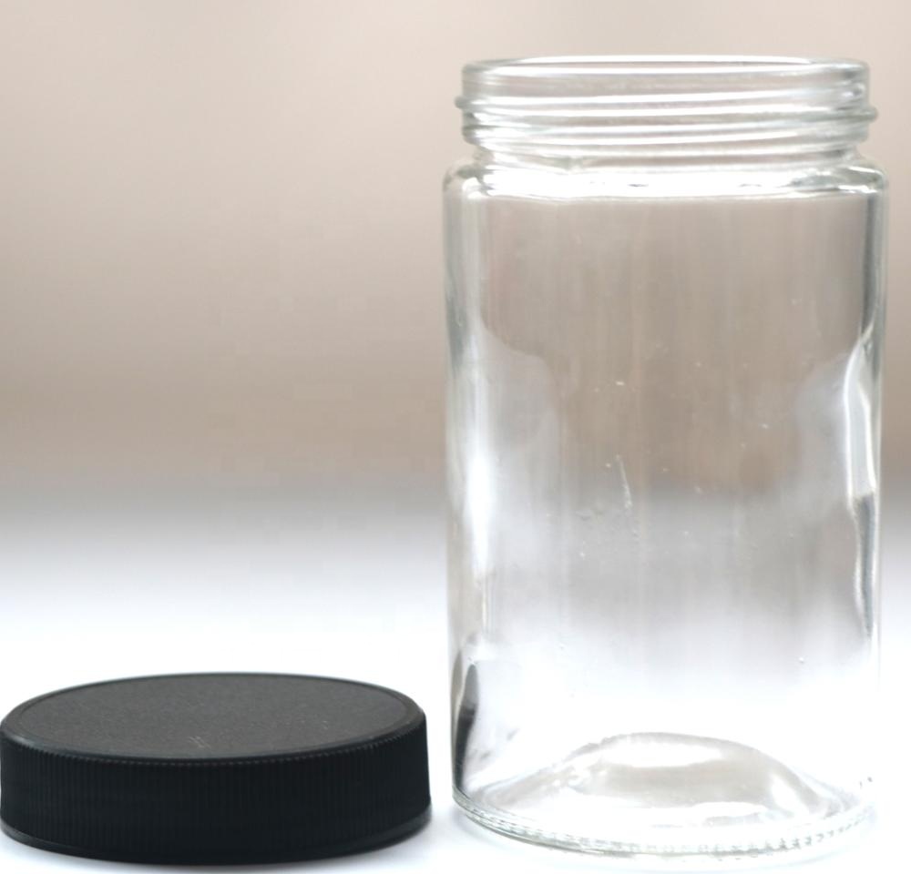 4oz Clear Glass Jar Bottle with child resistant cap for weed flower storage container