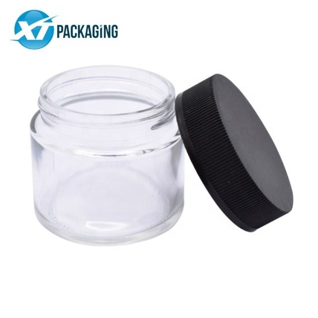 4oz Clear Glass Jar Bottle with child resistant cap for weed flower storage container