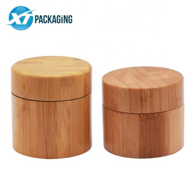 4oz Cosmetic Jar Wooded Cap for Skin Care Cream Packaging with Bamboo Lid Glass Plastic