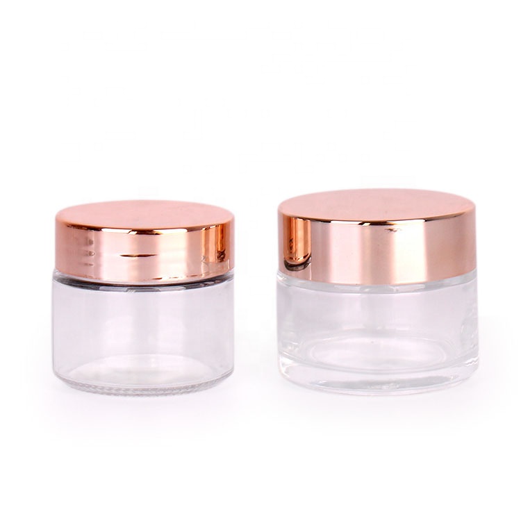 4oz Cosmetic packaging cylinder glass cream jar with rose gold lid