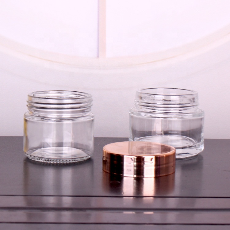 4oz Cosmetic packaging cylinder glass cream jar with rose gold lid