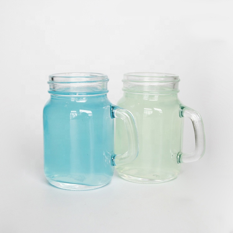 4oz Drinking cold bar beverage wholesale mason glass jar with handle metal lid and straw