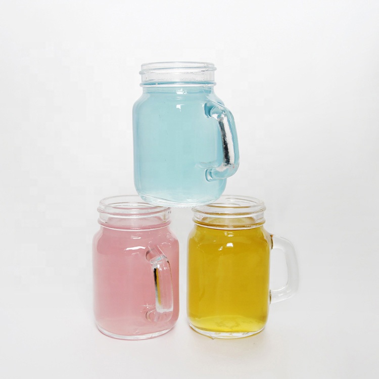 4oz Drinking cold bar beverage wholesale mason glass jar with handle metal lid and straw